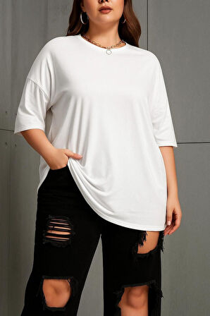 Sade Renk Büyük Beden Unisex Oversize Tişört