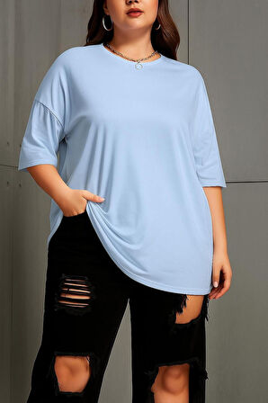 Sade Renk Büyük Beden Unisex Oversize Tişört