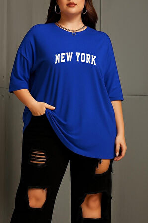 Büyük Beden New York Baskılı Unisex Oversize Tişört