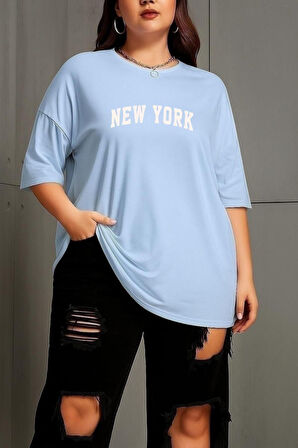 Büyük Beden New York Baskılı Unisex Oversize Tişört