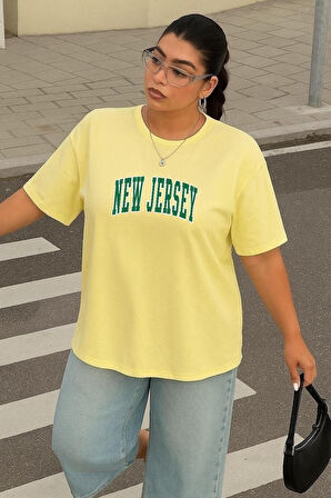 Büyük Beden New Jersey Baskılı Unisex Oversize Tişört