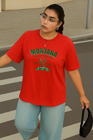 Büyük Beden Montana Baskılı Unisex Oversize Tişört