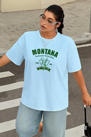 Büyük Beden Montana Baskılı Unisex Oversize Tişört