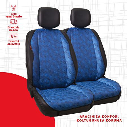 Mavi Dört Çizgili Jakar Dokuma