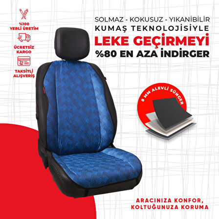 Mavi Dört Çizgili Jakar Dokuma