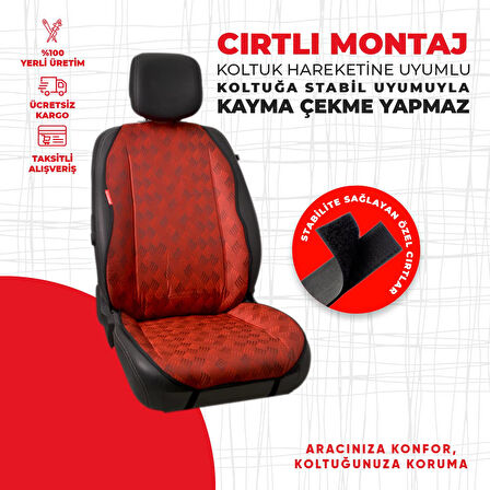 Kırmızı Dört Çizgili Jakar Dokuma