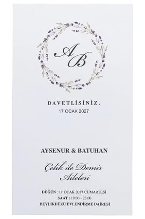 47 Adet Modern Düğün Davetiyesi 1819 - Kraft Özel Zarflı - Hasır İpli
