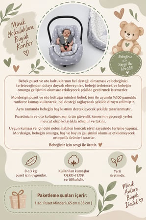 Bel Destekli Ortopedik Puset Minderi, Çift Taraflı Stars Serisi, Gri Renk