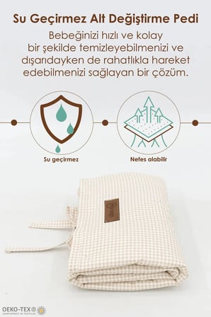 3'lü Bebek Bakım Seti; Keçe Anne Bebek Organizeri, Su Geçirmez Alt Değiştirme Pedi, Alt Açma Çantası