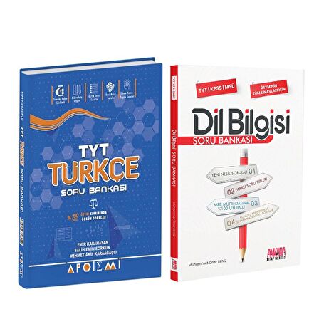 Apotemi TYT Türkçe ve AKM Dil Bilgisi Soru Bankası Seti 2 Kitap