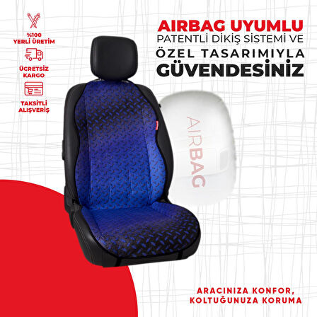 Dijital Baskılı Mavi Metal Desen