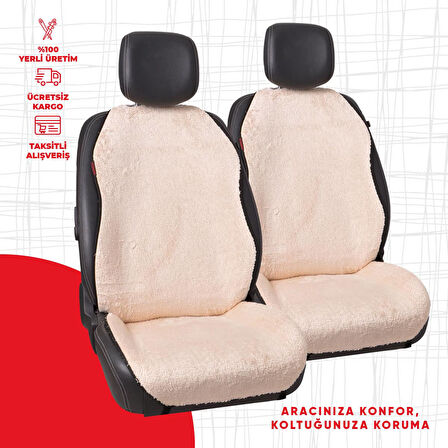 Krem Peluş Oto Minderi