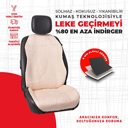 Krem Peluş Oto Minderi