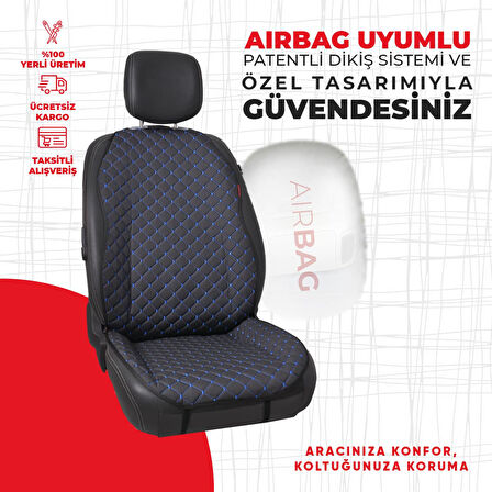 Mavi Kapitone Siyah Jakar Dokuma