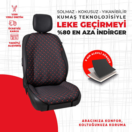 Kırmızı Kapitone Siyah Jakar Dokuma