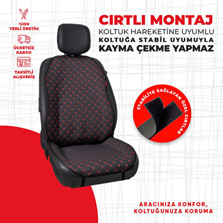 Kırmızı Kapitone Siyah Jakar Dokuma