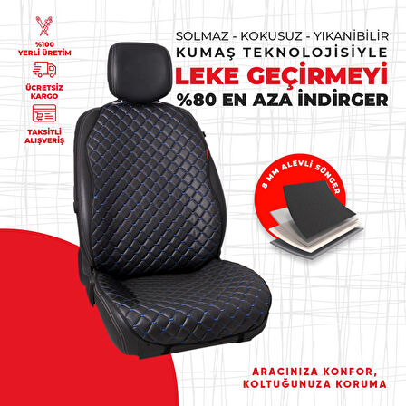 Mavi Kapitone Siyah Suni Deri