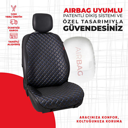 Mavi Kapitone Siyah Suni Deri