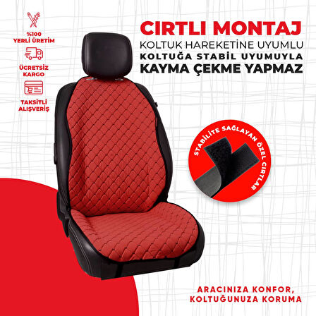 Siyah Kapitone Kırmızı Nubuk Dokuma