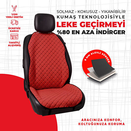 Siyah Kapitone Kırmızı Nubuk Dokuma