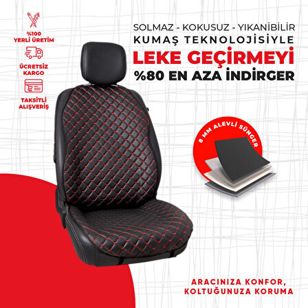 Siyah Kapitone Kırmızı Nubuk Dokuma