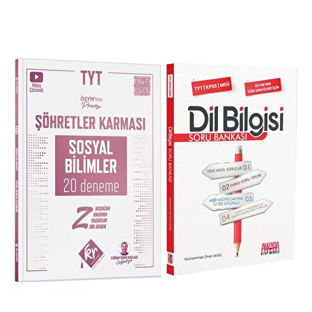 Kr Akademi TYT Sosyal Bilimler Deneme ve AKM Dil Bilgisi Soru Bankası Seti 2 Kitap