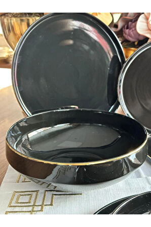 MD Mimoza Dekor Yemek Takımı 27 Parça 6 Kişilik Siyah Modern
