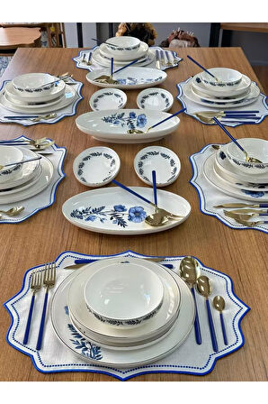 MD Mimoza Dekor Yemek Takımı 84 Parça 6 Kişilik Blue Violet