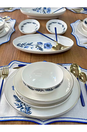 MD Mimoza Dekor Yemek Takımı 84 Parça 6 Kişilik Blue Violet