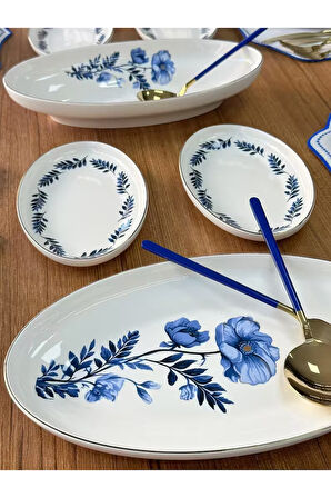 MD Mimoza Dekor Yemek Takımı 84 Parça 6 Kişilik Blue Violet