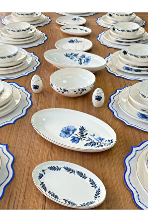 MD Mimoza Dekor Yemek Takımı 55 Parça 12 Kişilik Blue Violet