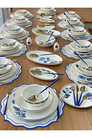 MD Mimoza Dekor Yemek Takımı 159 Parça 12 Kişilik Blue Violet