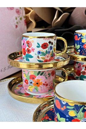 Kosova Türk Kahve Fincanı Flowers 6 Kişilik 12 Parça