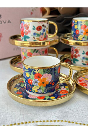 Kosova Türk Kahve Fincanı Flowers 6 Kişilik 12 Parça