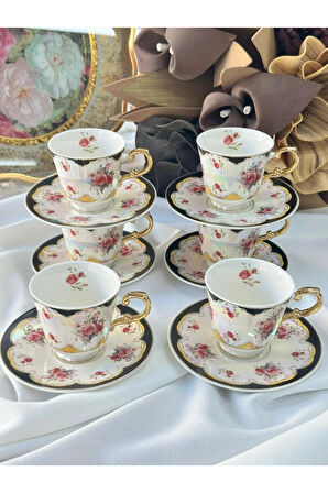 Türk Kahve Fincanı Furia Siyah 6 Kişilik 12 Parça