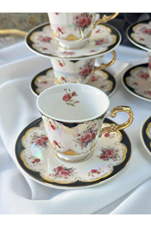 Türk Kahve Fincanı Furia Siyah 6 Kişilik 12 Parça