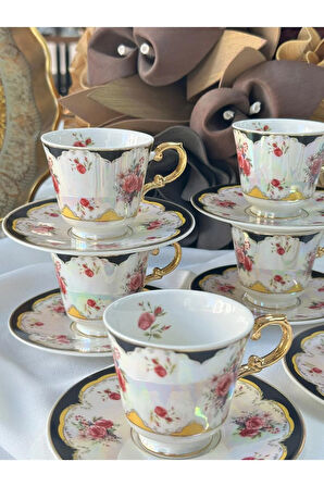 Türk Kahve Fincanı Furia Siyah 6 Kişilik 12 Parça