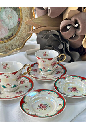 Furia Kırmızı 2 Kişilik 6 Parça Türk Kahve Fincanı&Lokumluk