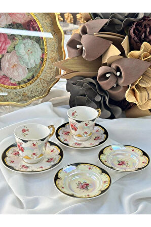 Furia Siyah 2 Kişilik 6 Parça Türk Kahve Fincanı&Lokumluk