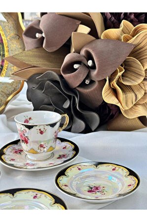 Furia Siyah 2 Kişilik 6 Parça Türk Kahve Fincanı&Lokumluk