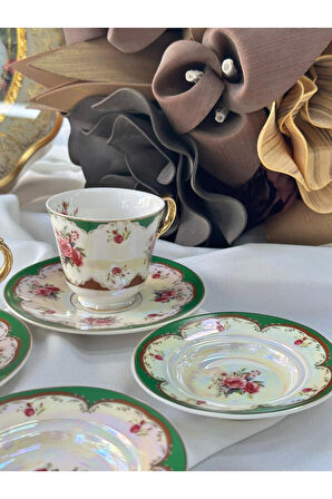 Furia Yeşil 2 Kişilik 6 Parça Türk Kahve Fincanı&Lokumluk