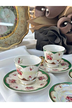 Furia Yeşil 2 Kişilik 6 Parça Türk Kahve Fincanı&Lokumluk