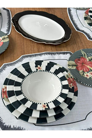 Yemek Takımı 33 Parça 6 Kişilik Black Flower
