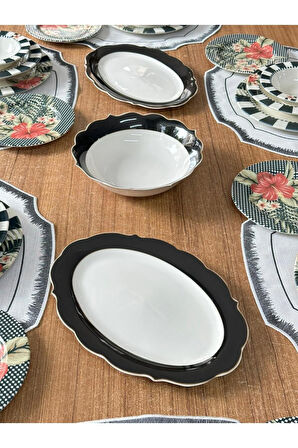 Yemek Takımı 33 Parça 6 Kişilik Black Flower