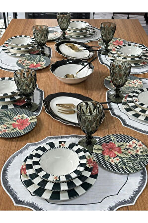 Yemek Takımı 44 Parça 6 Kişilik Black Flower