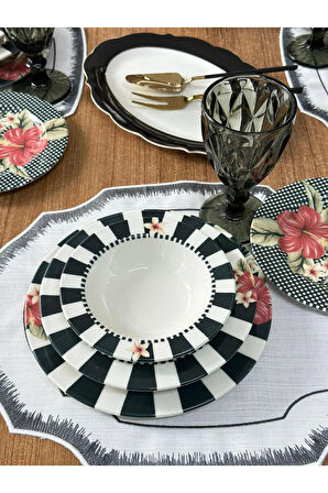 Yemek Takımı 44 Parça 6 Kişilik Black Flower