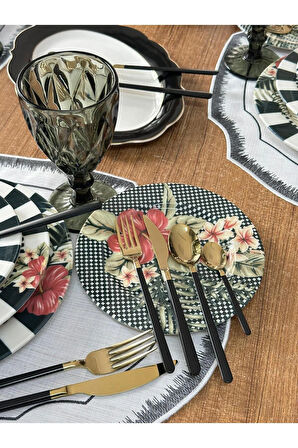 Yemek Takımı 86 Parça 6 Kişilik Black Flower