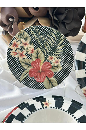 Kosova Yemek Takımı 24 Parça 6 Kişilik Black Flower