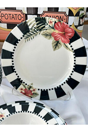 Kosova Yemek Takımı 24 Parça 6 Kişilik Black Flower