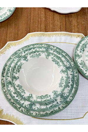 Kosova Yemek Takımı 33 Parça 6 Kişilik Green Rosabella